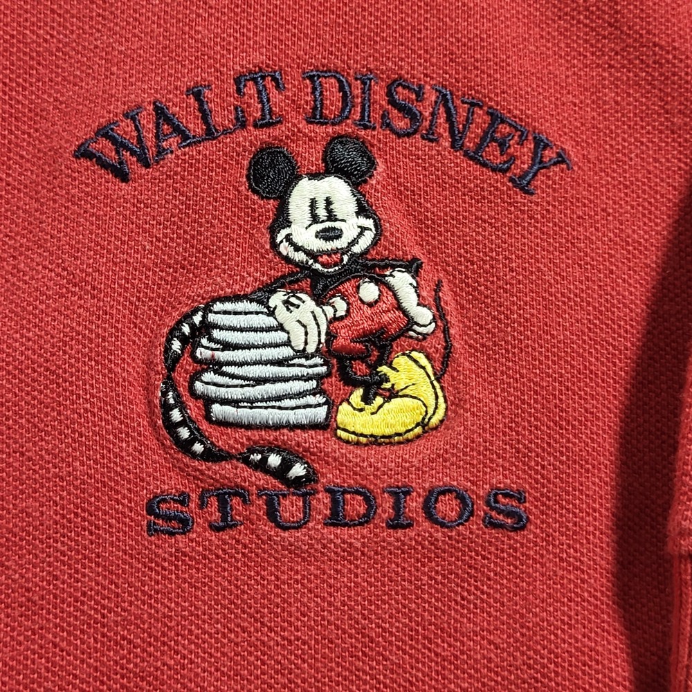 Walt Disney Studios Golf Polo Red Men's Large Disney Store Mickey Mouse
